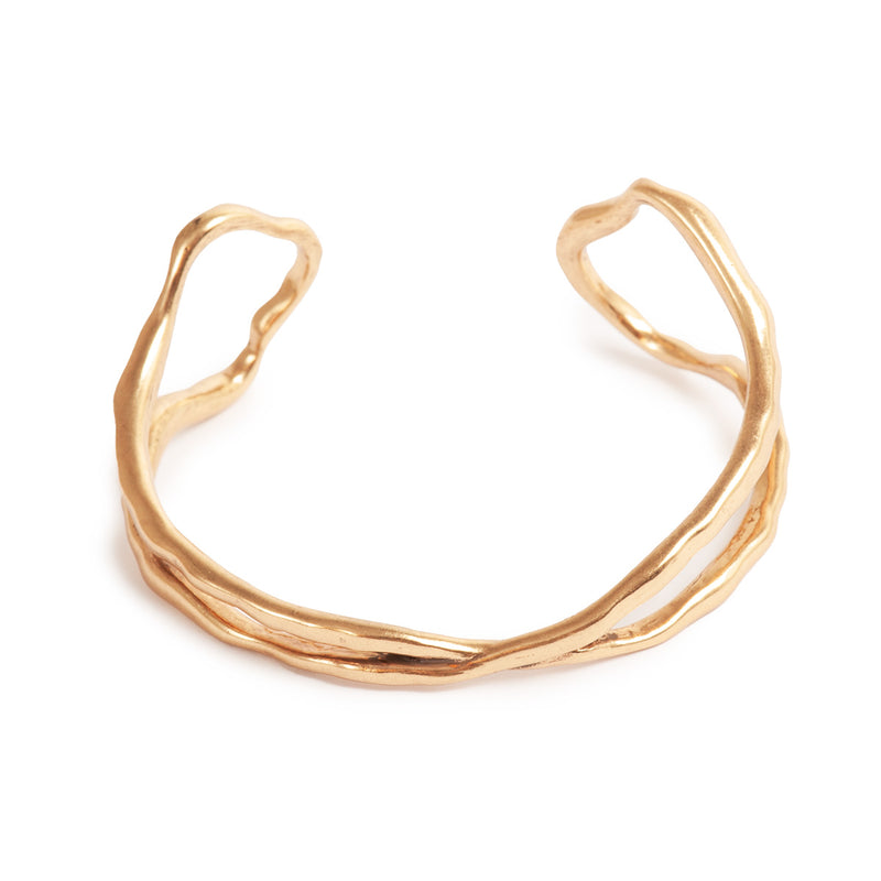 A & C OSLO - Raw Cuff Bracelet w/Twist Gold