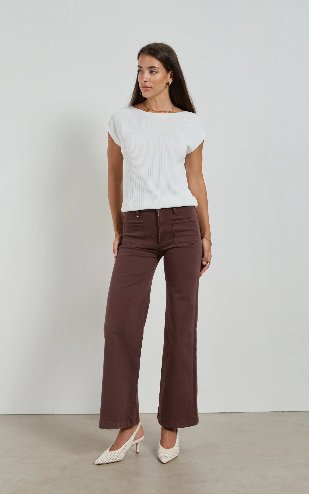 DRICOPER - Indy High Rise Wide Leg Jenas - French Roast