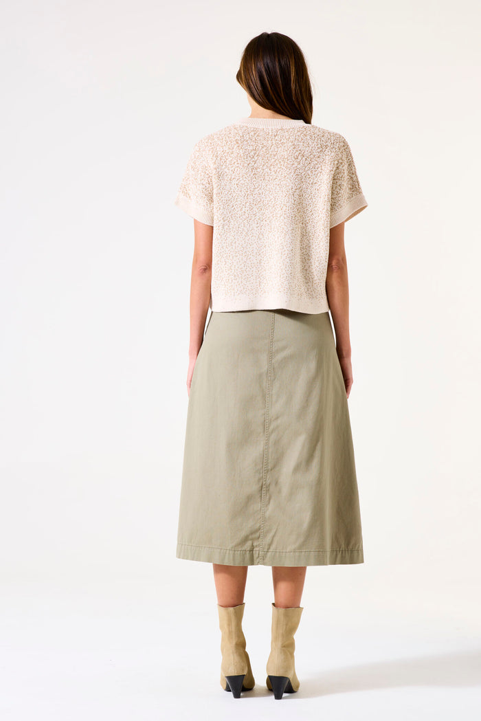 GARCIA - Off White SS Knit - Lurex
