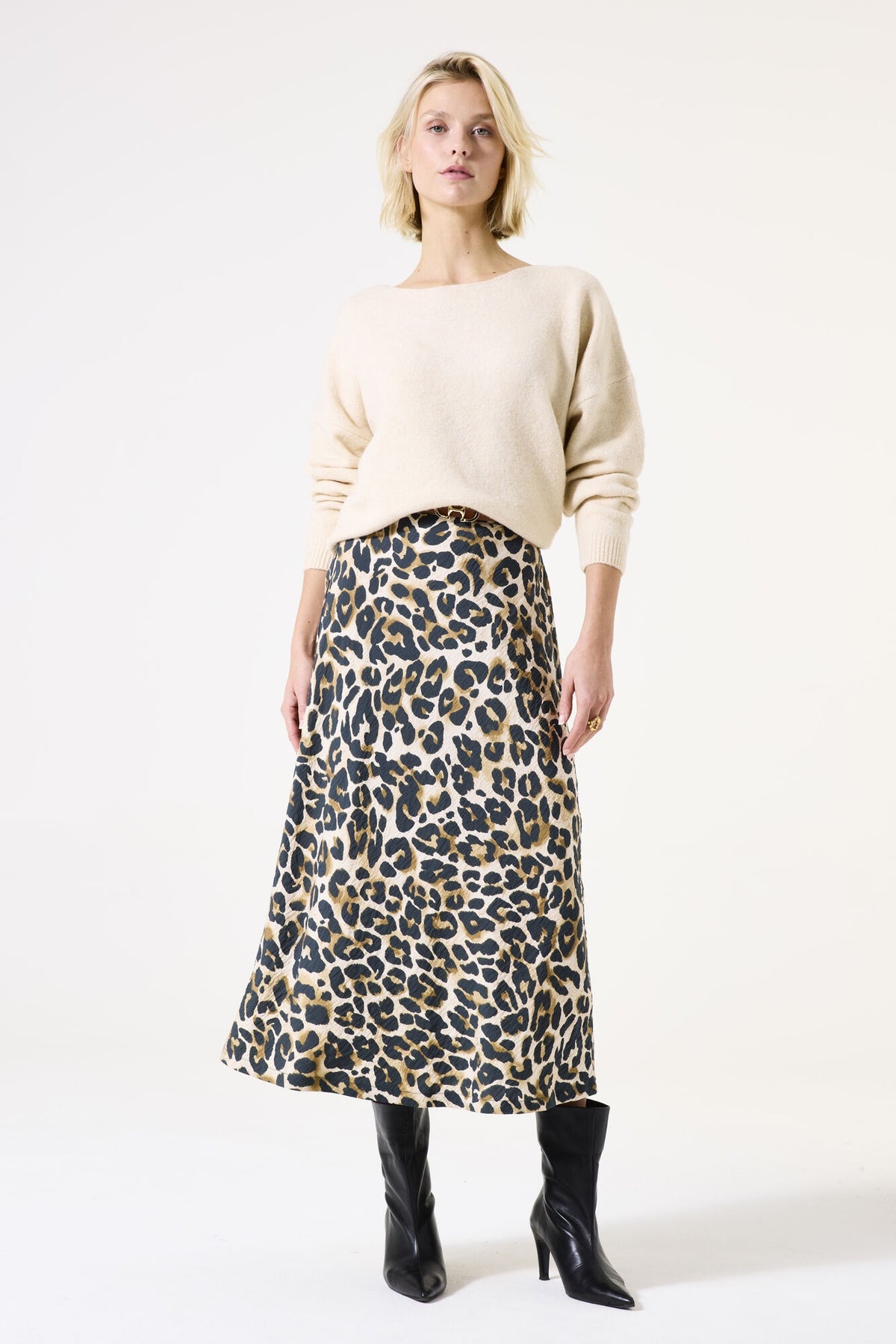 GARCIA - Animal Print Skirt - Almond
