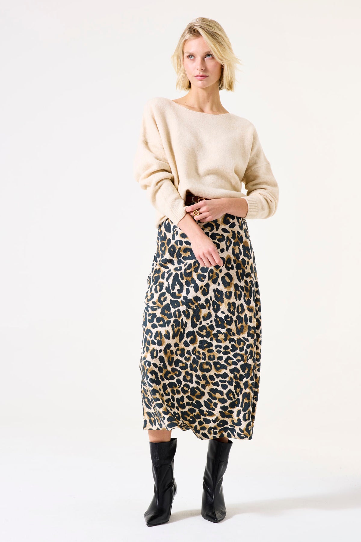 GARCIA - Animal Print Skirt - Almond
