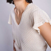 MOS MOSH - Ganna Pattern V-Neck Knit - Ecru
