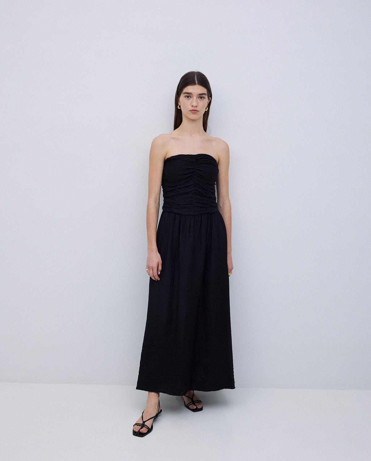 YERSE - Black Long Draped Dress