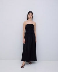 YERSE - Black Long Draped Dress