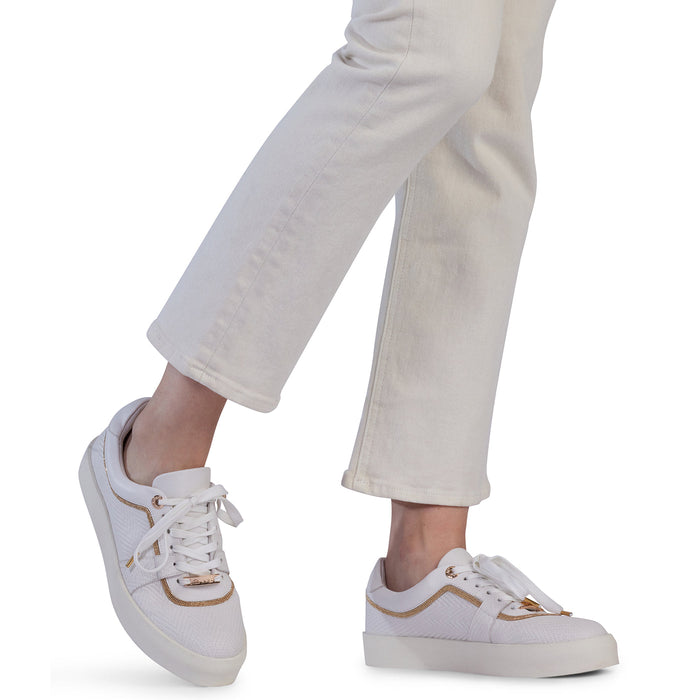 KATHRYN WILSON - Amanza Trainer White Embossed Calf