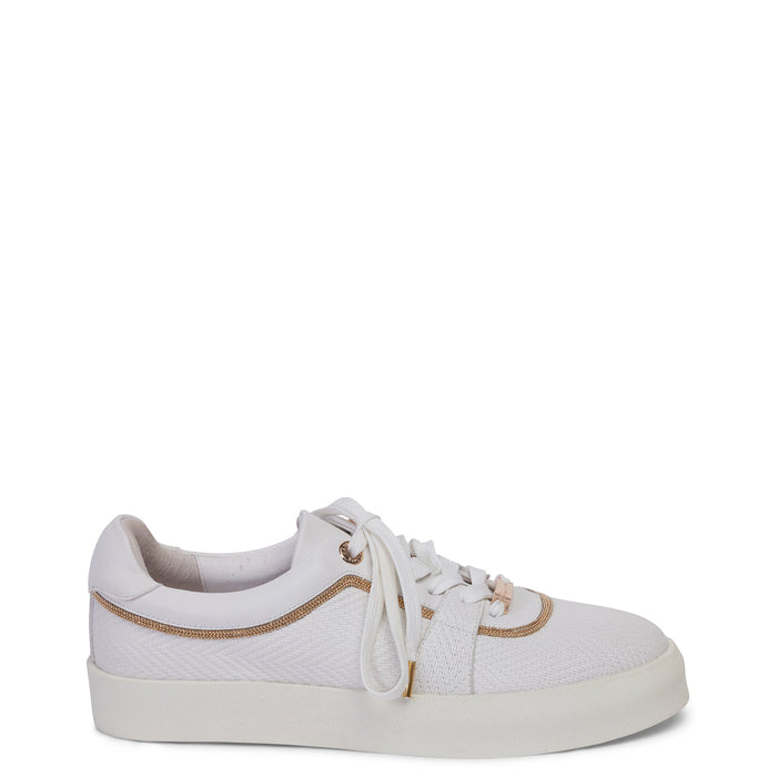 KATHRYN WILSON - Amanza Trainer White Embossed Calf