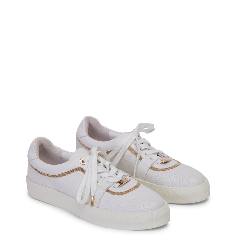KATHRYN WILSON - Amanza Trainer White Embossed Calf