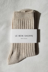 LE BON SHOPPE - Her Socks Lurex - Ivory Gold Glitter