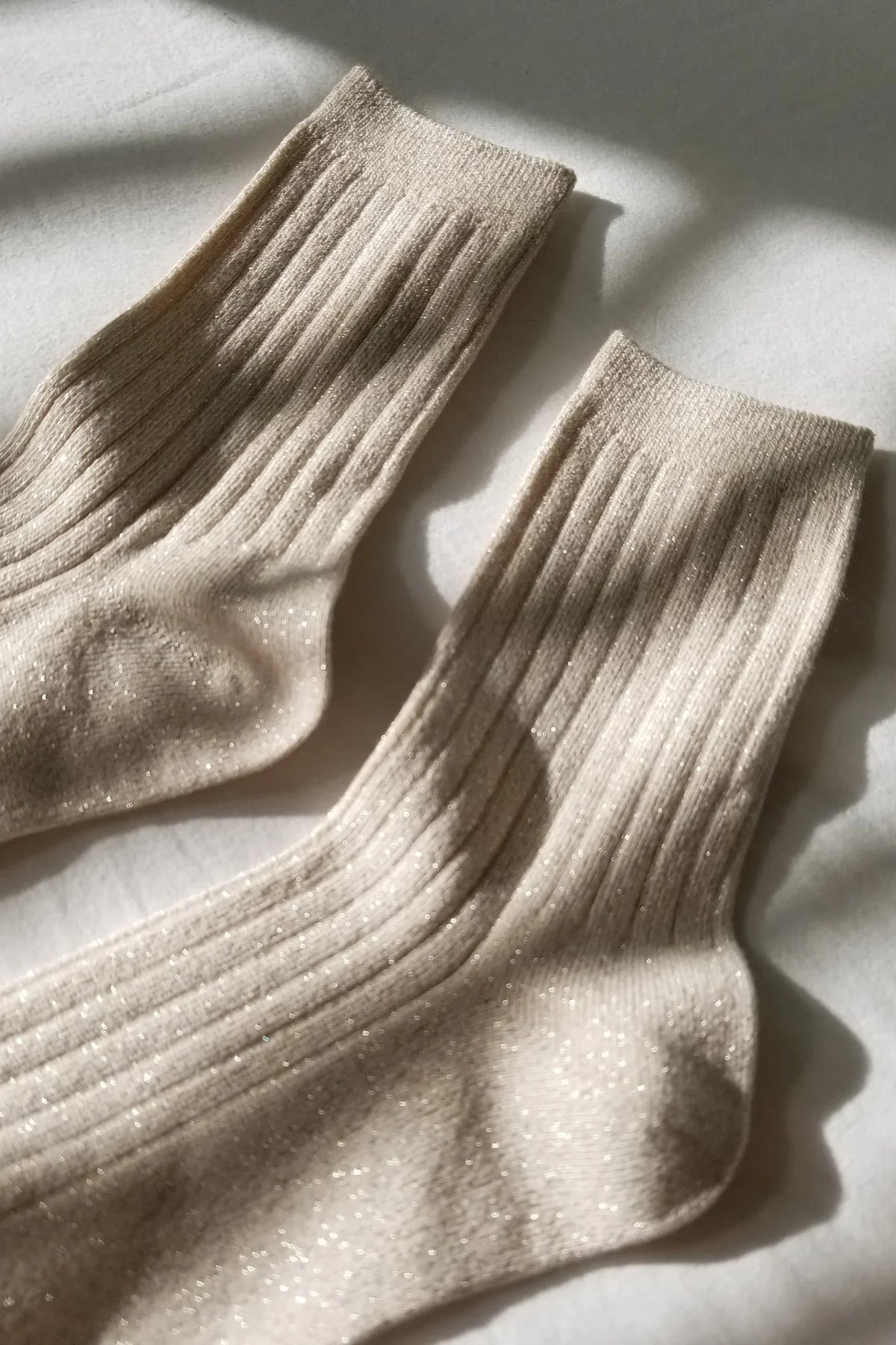LE BON SHOPPE - Her Socks Lurex - Ivory Gold Glitter