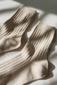 LE BON SHOPPE - Her Socks Lurex - Ivory Gold Glitter