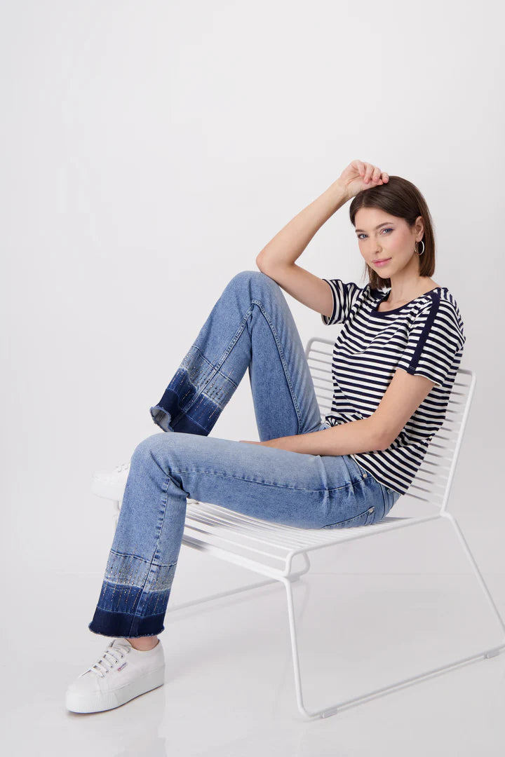 MONARI - Basic Tee Navy Stripe