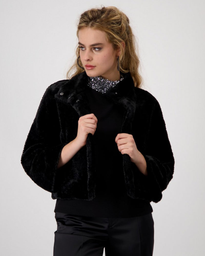 MONARI - Faux Fur Jacket - Black