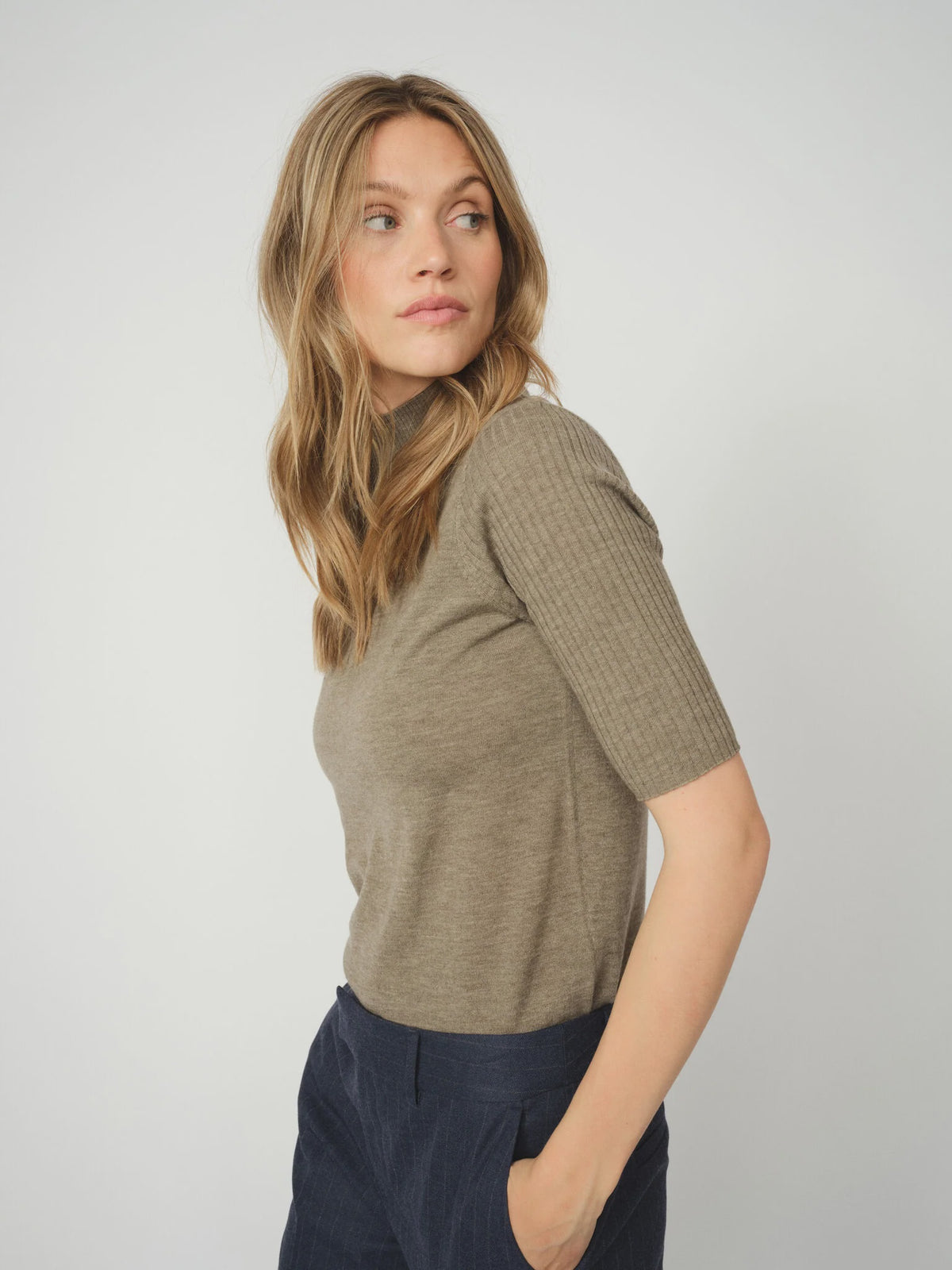 MOS MOSH - Relena Turtleneck SS Knit - Falcon