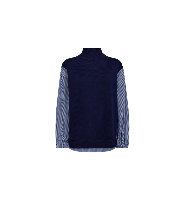 MOS MOSH - Juella LS Stripe Combi Knit - Blue