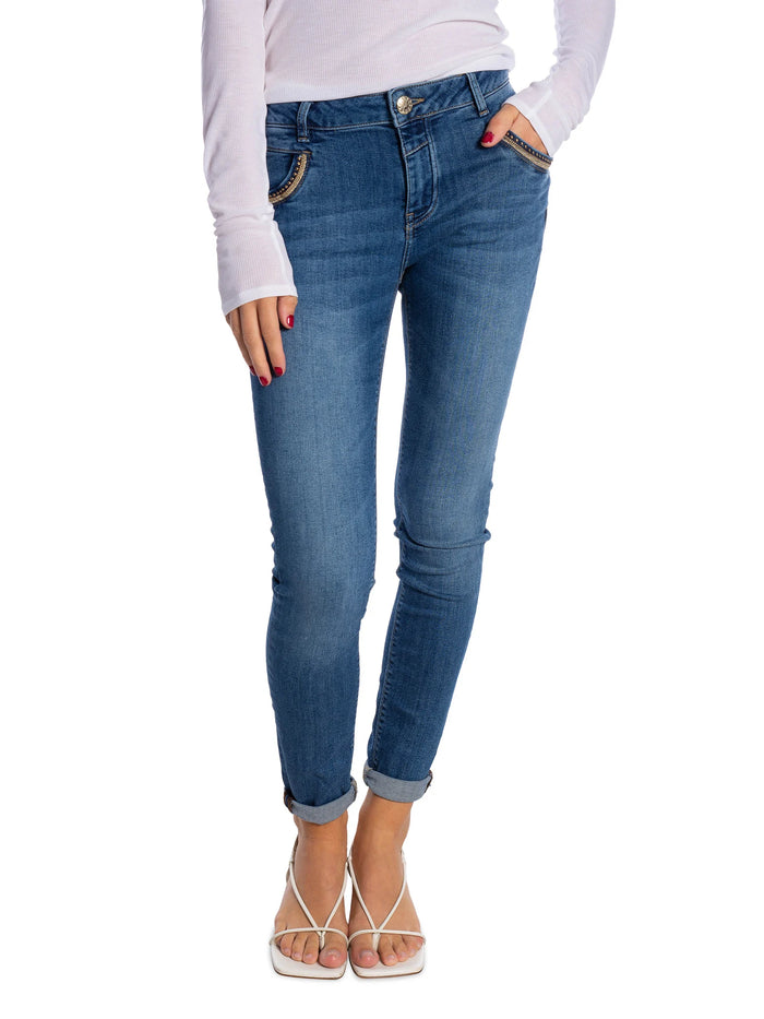 MOS MOSH - Naomi Ricamo Jeans - Mid Blue