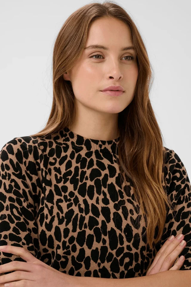 SAINT TROPEZ - Paloma Pullover - Tigers Eye Spotty Leopard