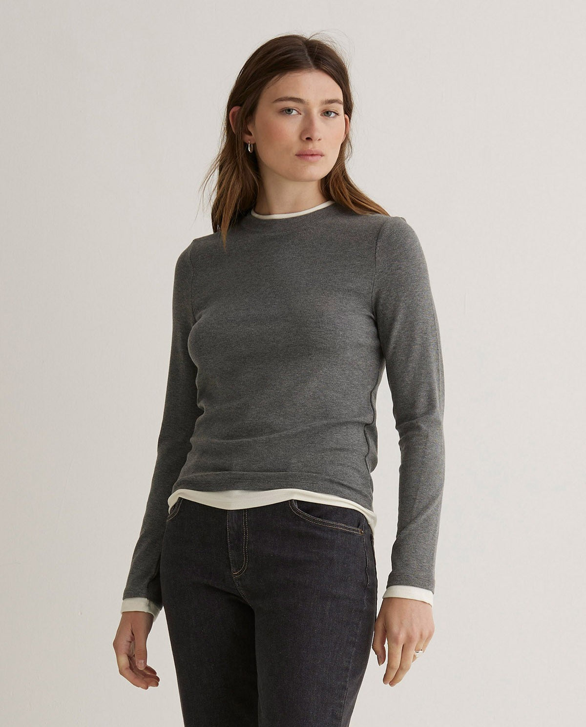 YERSE - T-Shirt Double Garment - Gris