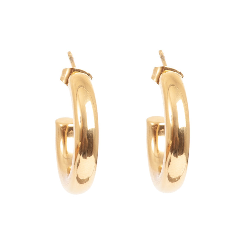 A & C OSLO - Thick Creole Earrings Gold Plated