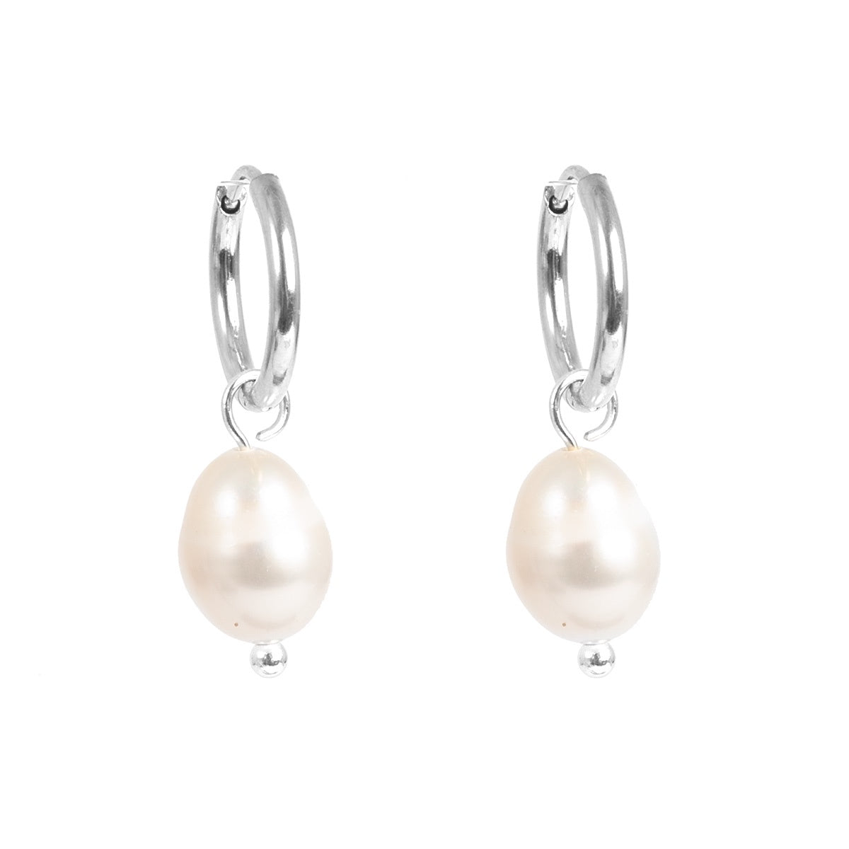 A & C OSLO - Freshwater Pearl Earrings Steel