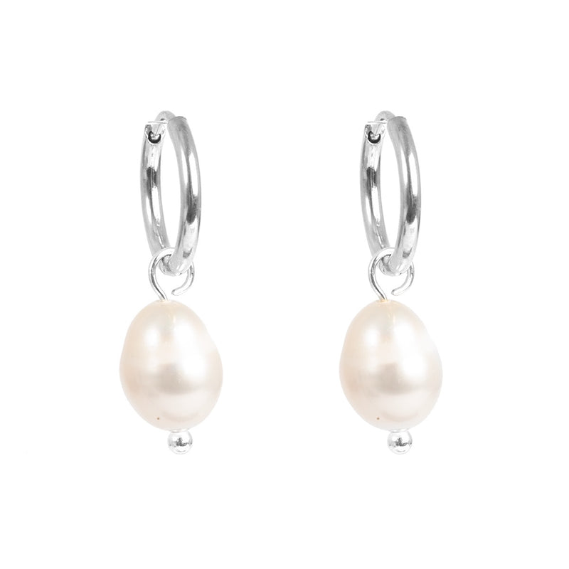 A & C OSLO - Freshwater Pearl Earrings Steel