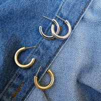 A & C OSLO - Thick Creole Earrings Steel