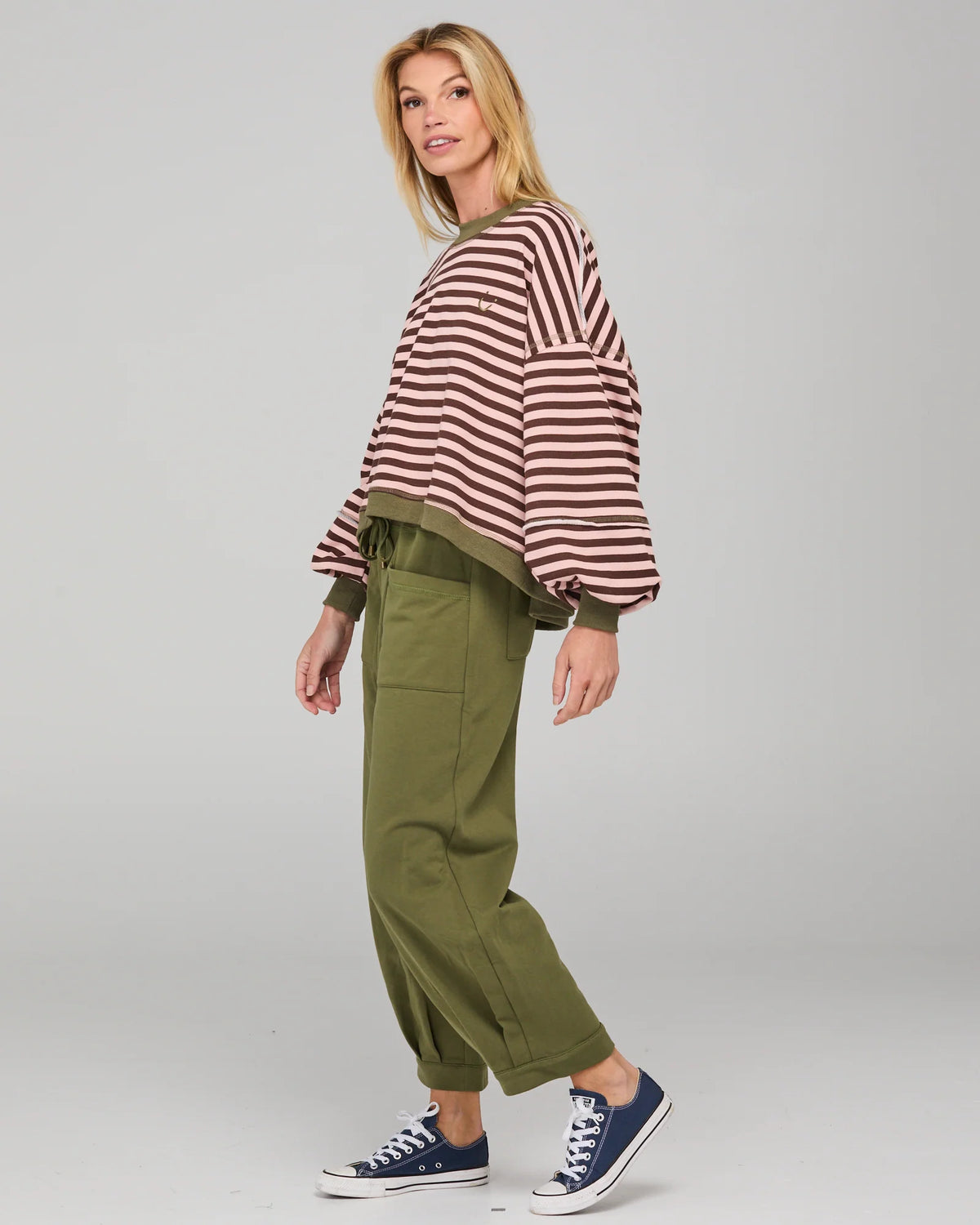 BOOM SHANKAR - Guru Sweater - Dusty Pink Stripe