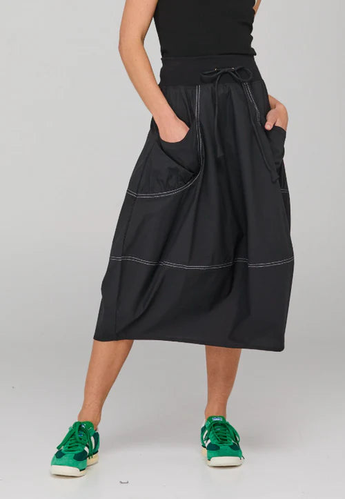 BOOM SHANKAR - Hatsu Guru Skirt - Black/White Stitching