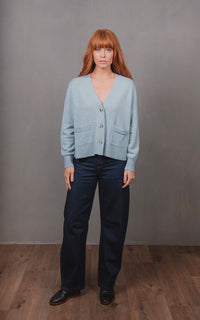 BRIDGE & LORD - Vee Relaxed Crop Cardi - Aquamarine