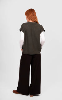BRIDGE & LORD - Cable Pointelle V-Neck Vest - Olive
