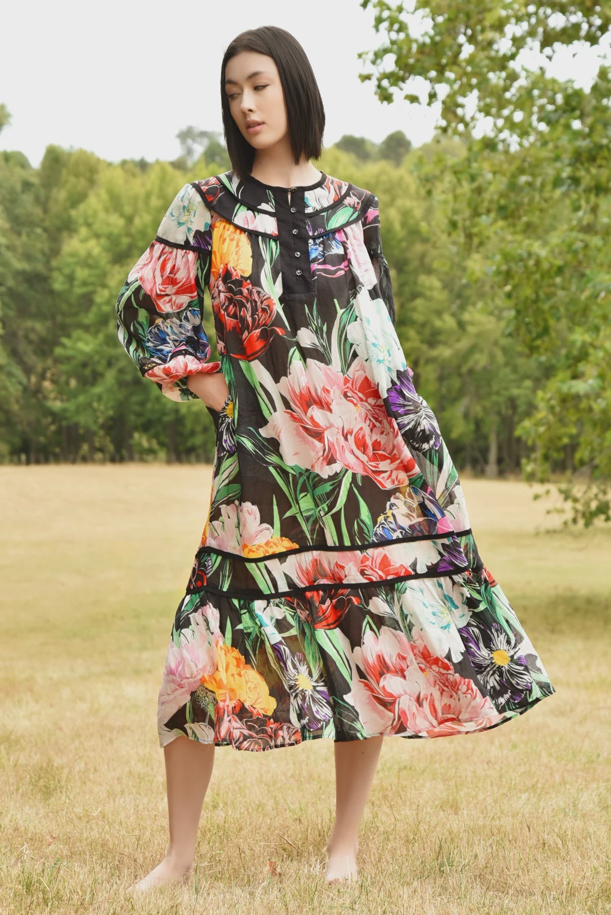 CURATE - Maximum Volume Dress - Black Floral