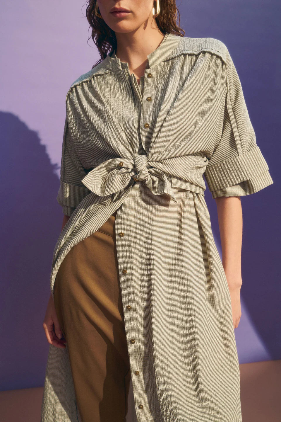 ELK - Porta Dress - Olive Stripe