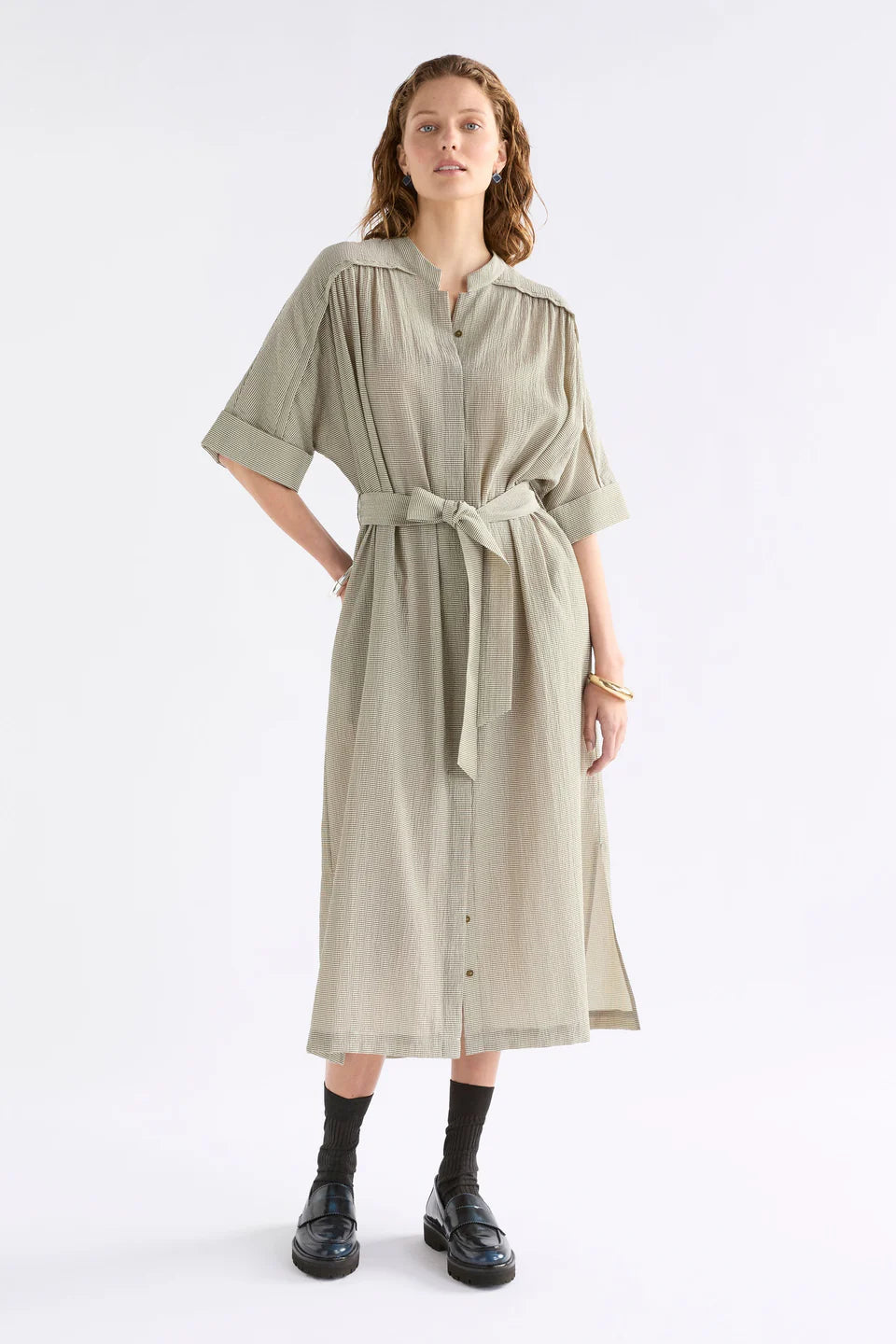 ELK - Porta Dress - Olive Stripe