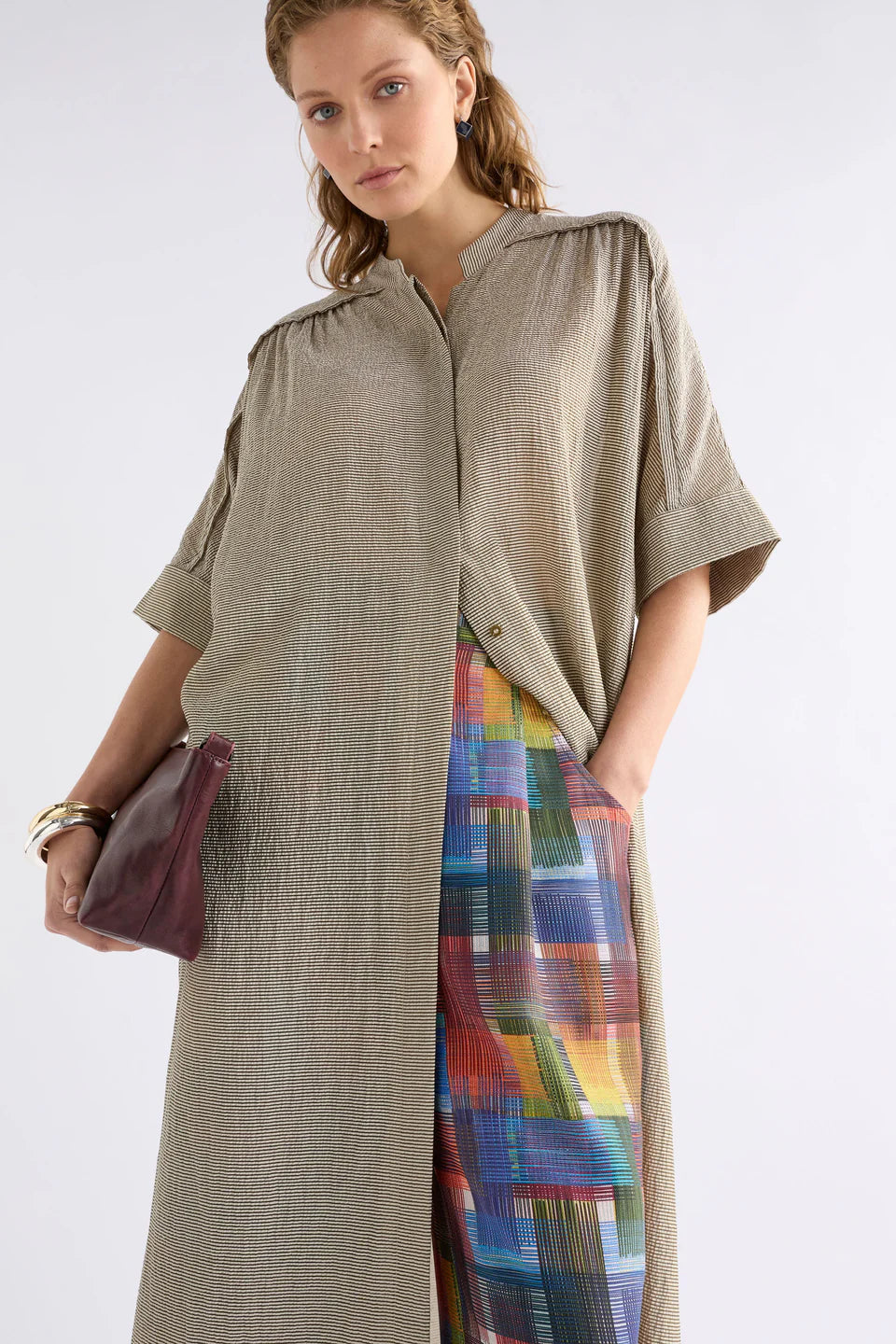 ELK - Porta Dress - Olive Stripe