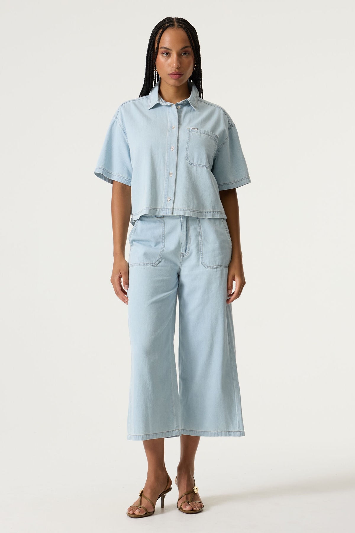 GARCIA - Cropped Wide Legs Denim - Morning Blue
