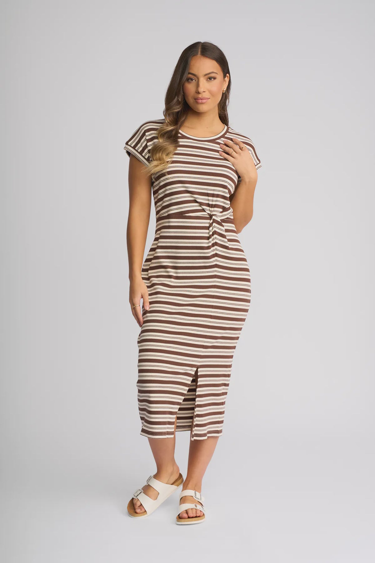 KNEWE - Parker Dress - Chocolate/Ecru