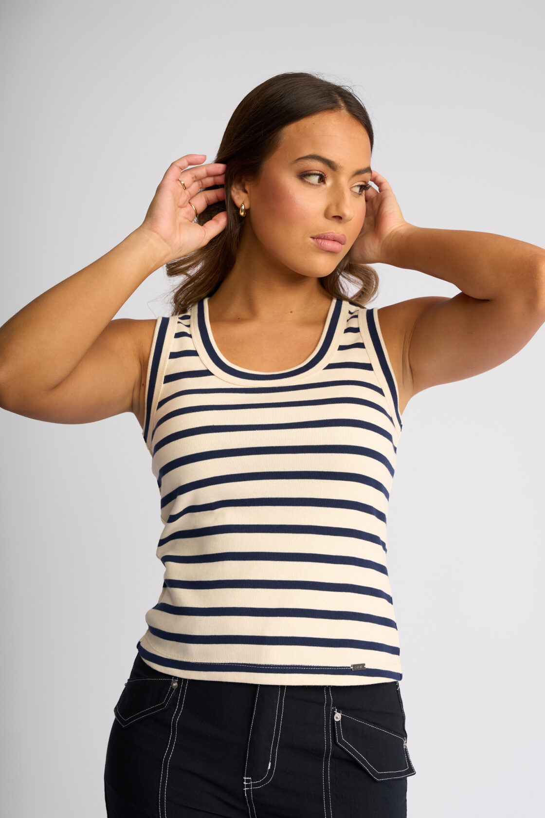 KNEWE - Riviera Tank - Ecru/Ink Stripe
