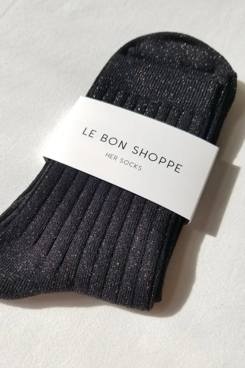LE BON SHOPPE - Her Socks Lurex - Copper Black