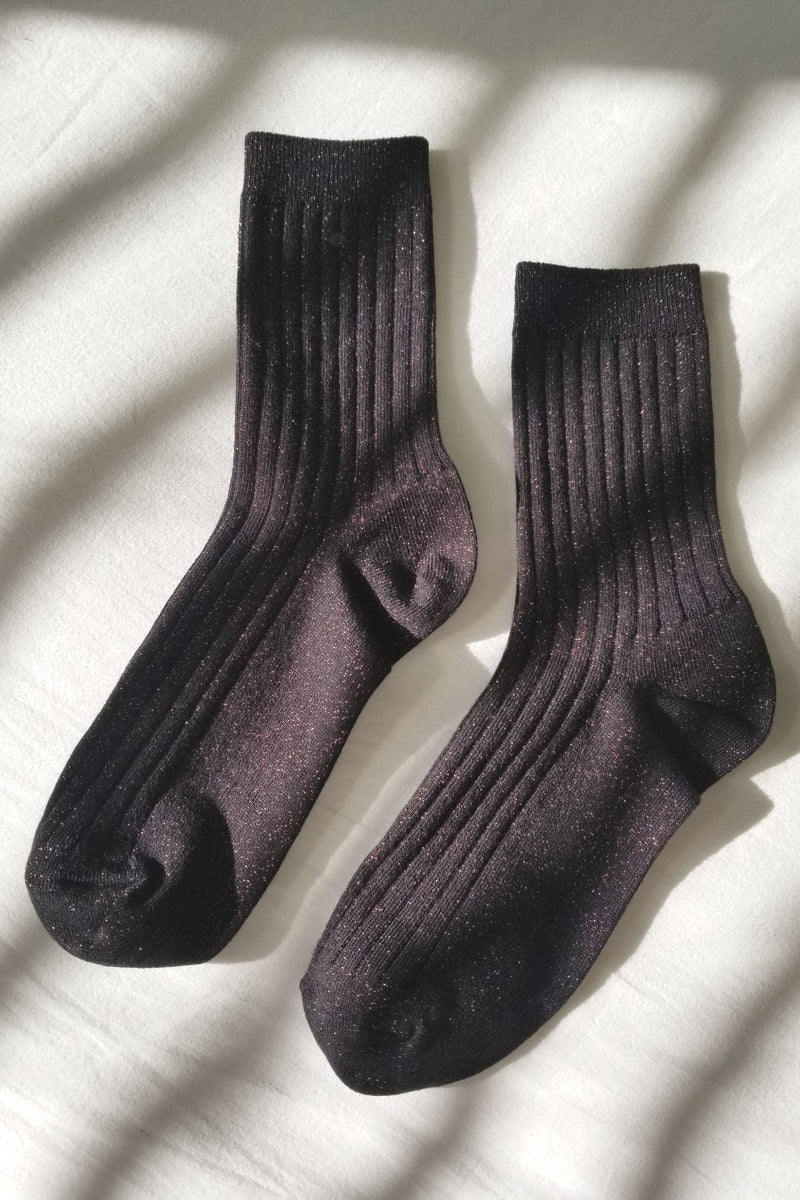LE BON SHOPPE - Her Socks Lurex - Copper Black