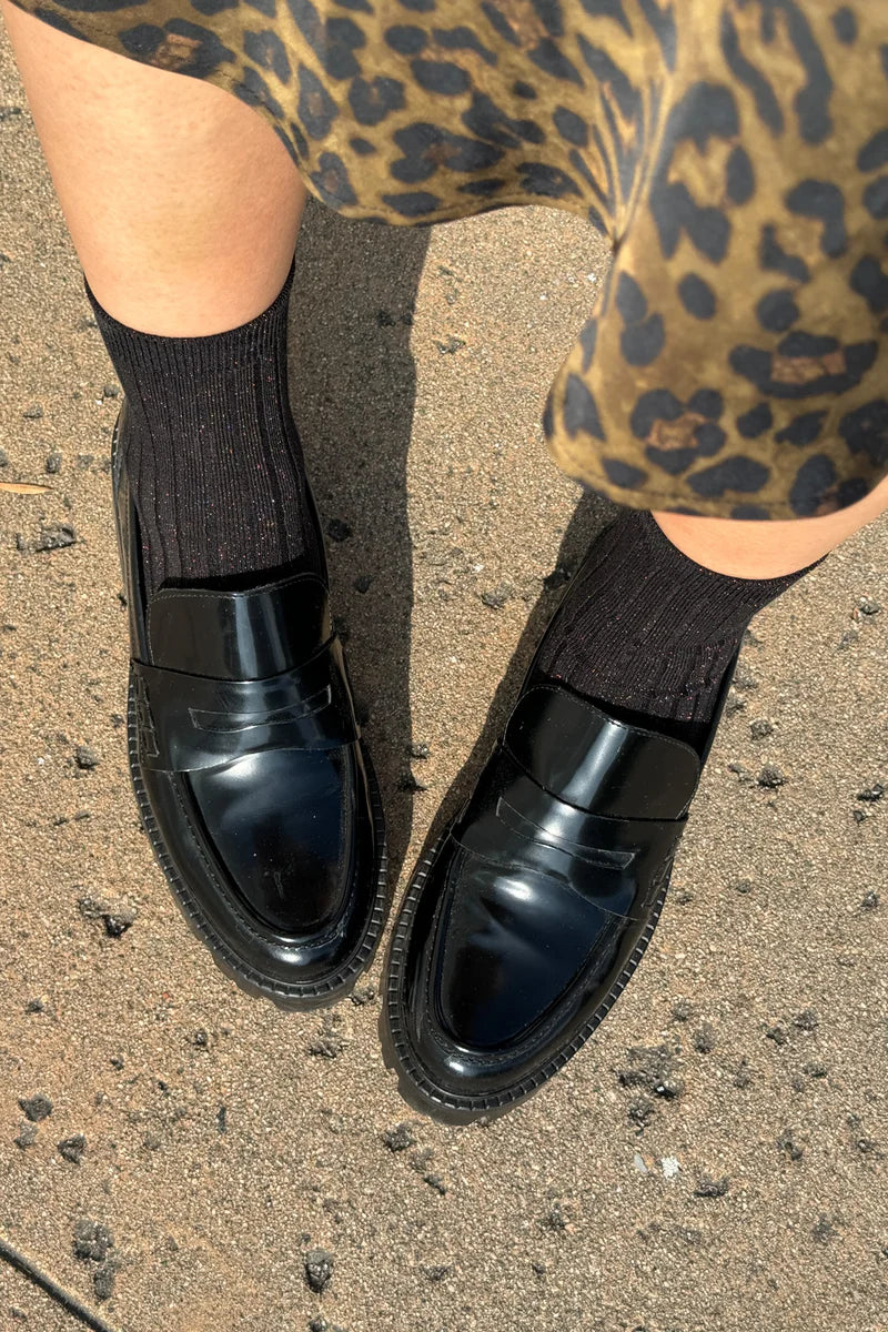 LE BON SHOPPE - Her Socks Lurex - Copper Black