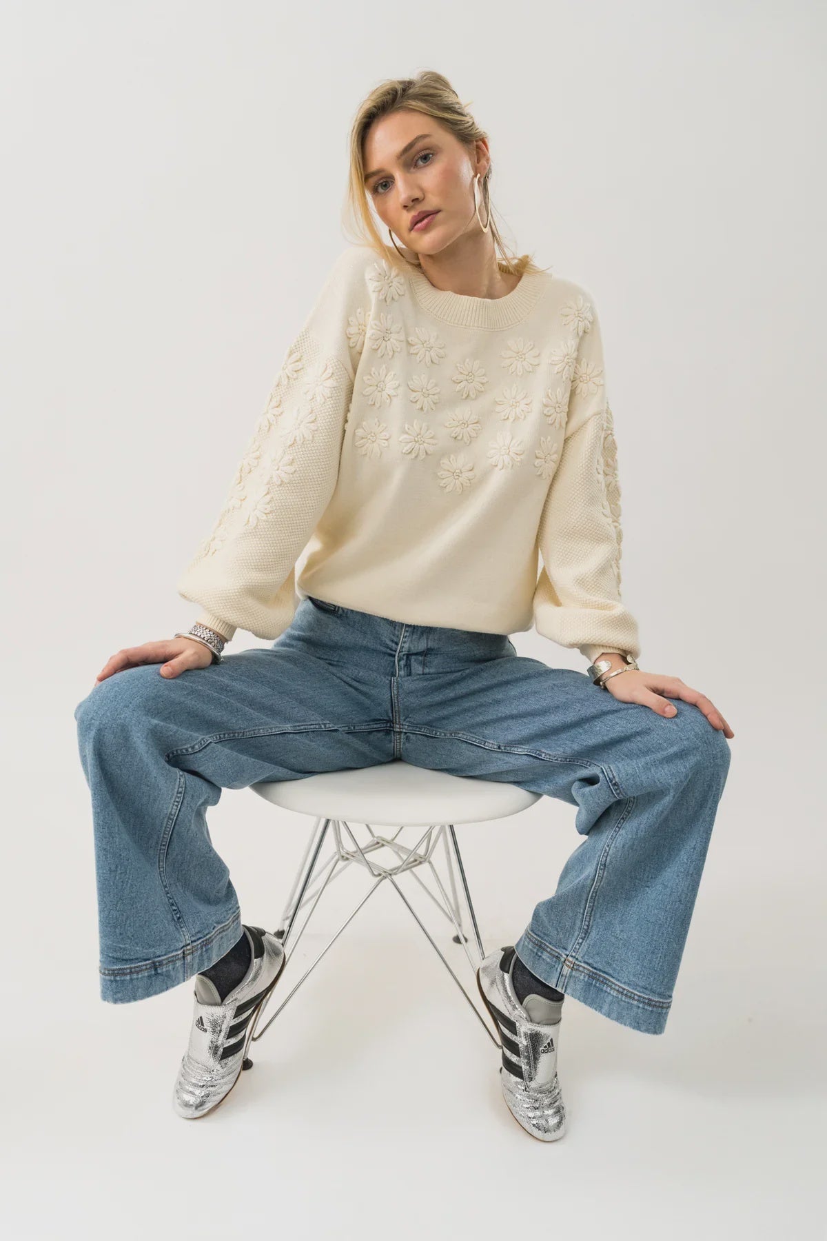 LOLLYS LAUNDRY - Musa LS Knit Jumper - Crème