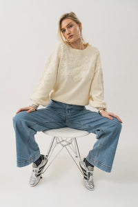 LOLLYS LAUNDRY - Musa LS Knit Jumper - Crème