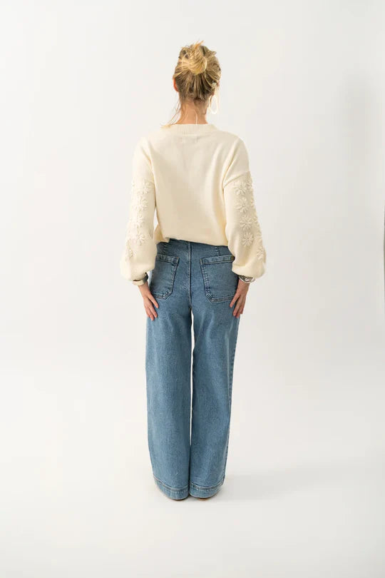 LOLLYS LAUNDRY - Musa LS Knit Jumper - Crème