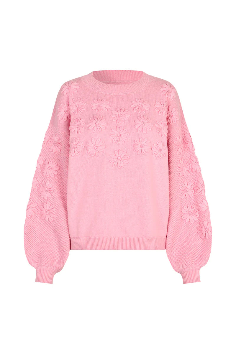 LOLLYS LAUNDRY - Musa LS Knit Jumper - Neon Pink