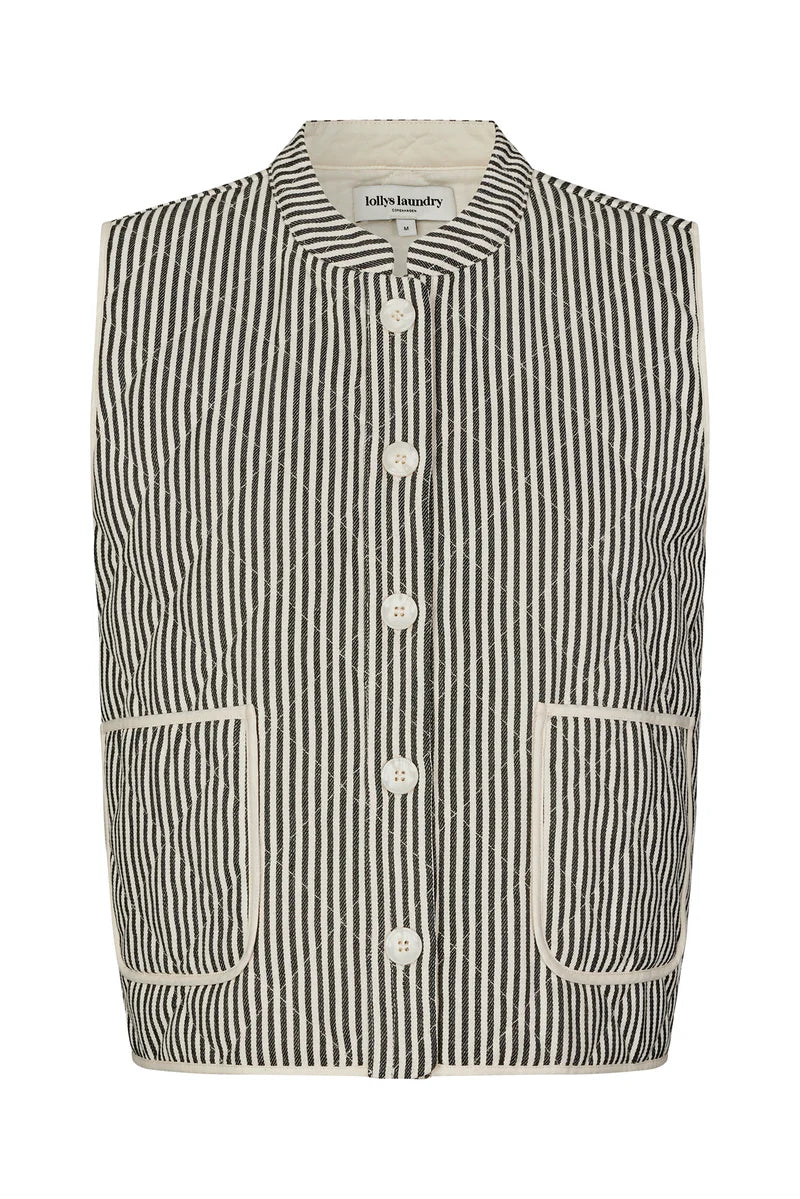 LOLLYS LAUNDRY - Cairo Quilted Vest - Black Stripe