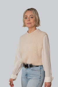 MAXTED - Brushed Crew Vest - Pale Oat