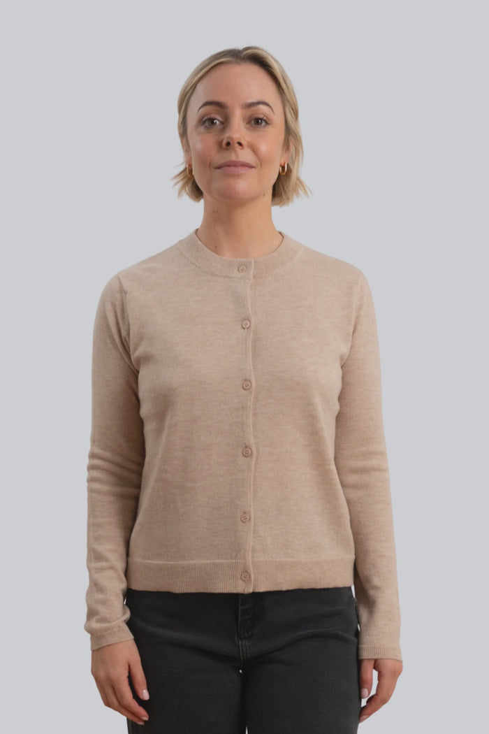 MAXTED - Merino Fine Cardigan - Pale Oat