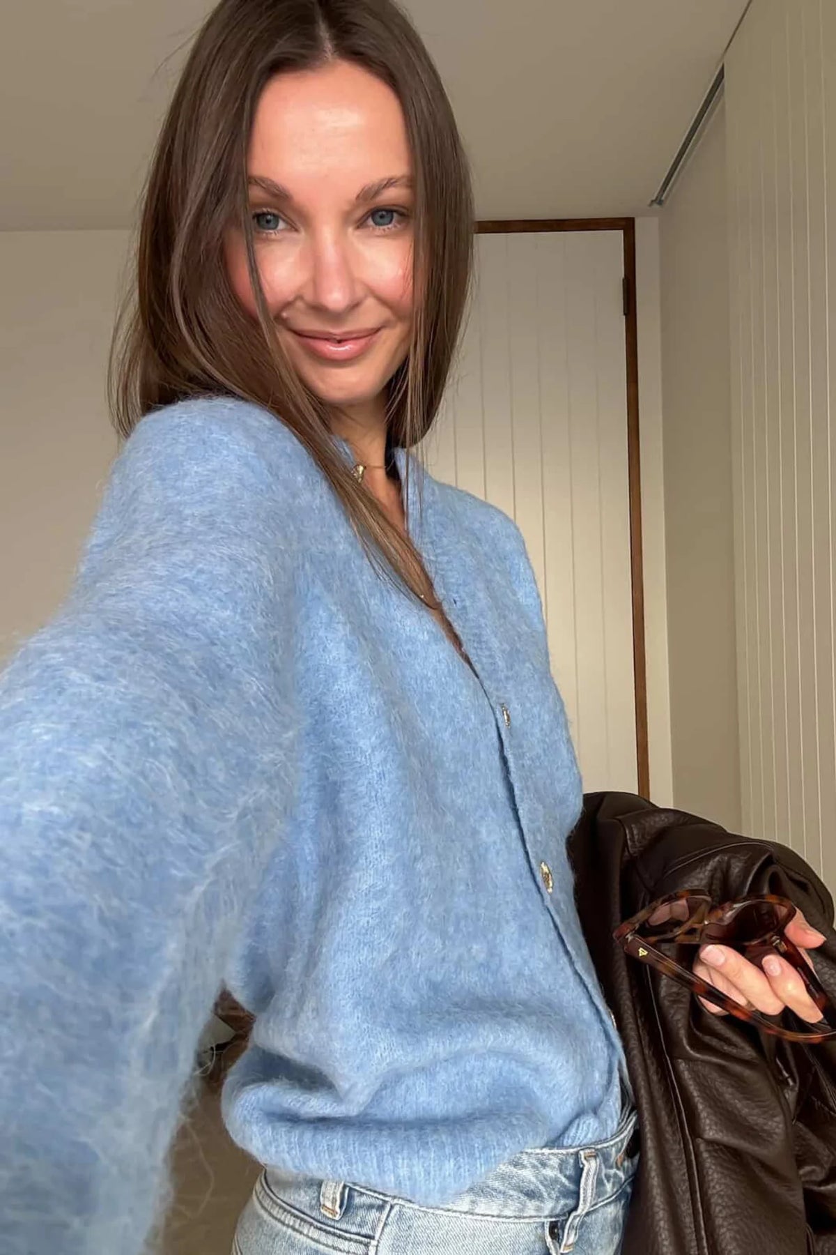 MAXTED - Brushed Cardigan - Pale Blue