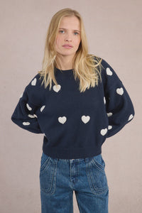 MOLLY BRACKEN - Knitted Heart Sweater - Navy