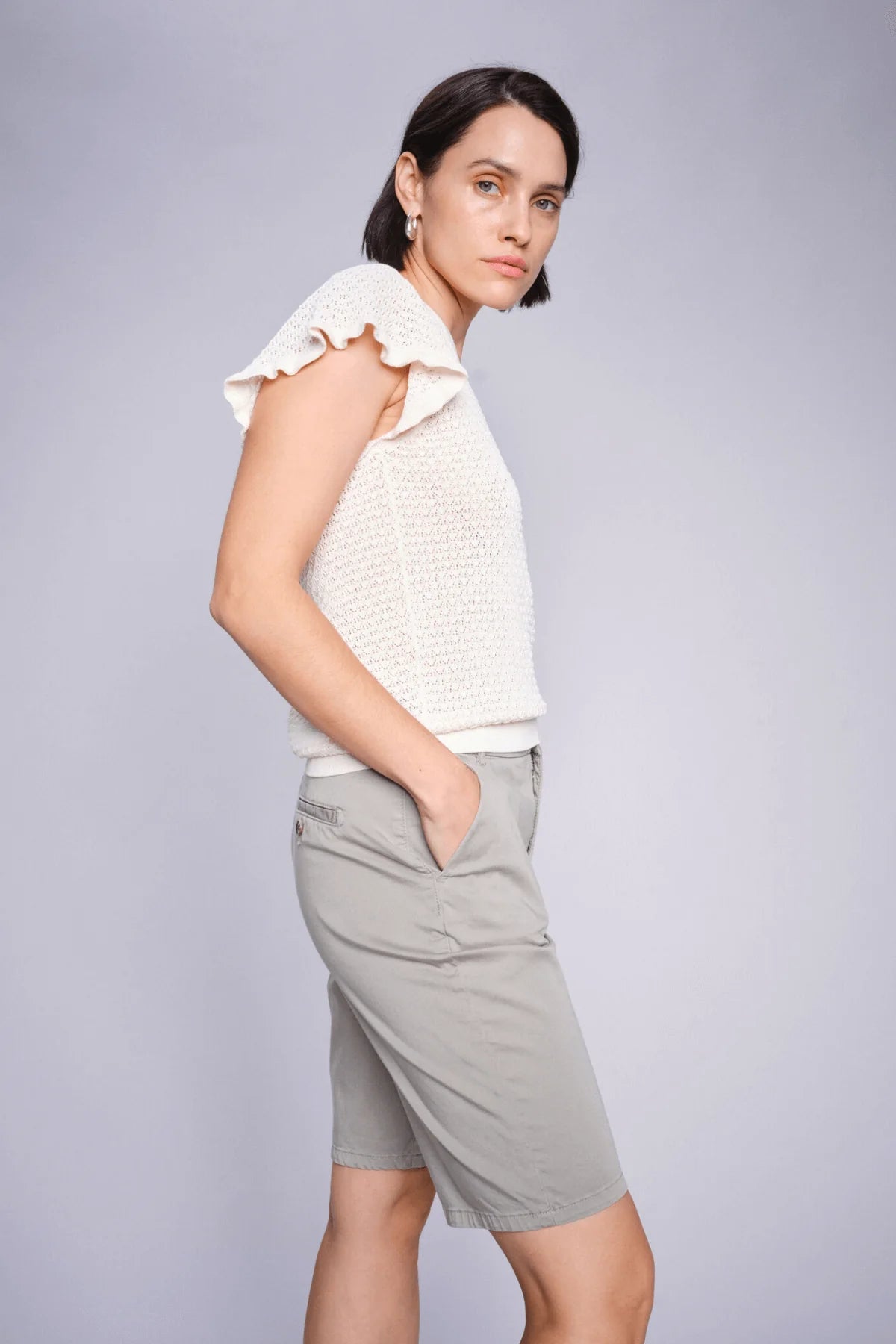 MOS MOSH - Ganna Pattern V-Neck Knit - Ecru