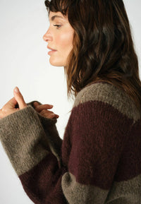 MOS MOSH - Taci Stripe LS V-Neck Knit